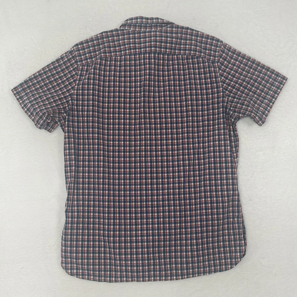 Banana Republic Custom 078 Wash Camden Fit Plaid Short Sleeve Button Size L